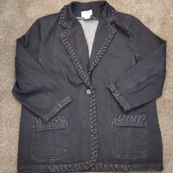 Vintage AM Studio Black Denim Jacket - Picture 1 of 16